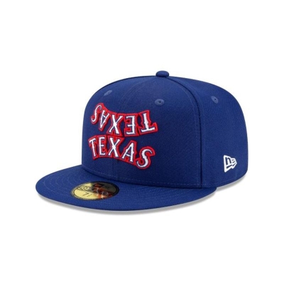 Blue Texas Rangers Hat - New Era MLB Team Mirror 59FIFTY Fitted Caps USA0267859